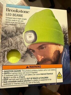 Brookstone Lime Green LED Knit Beanie